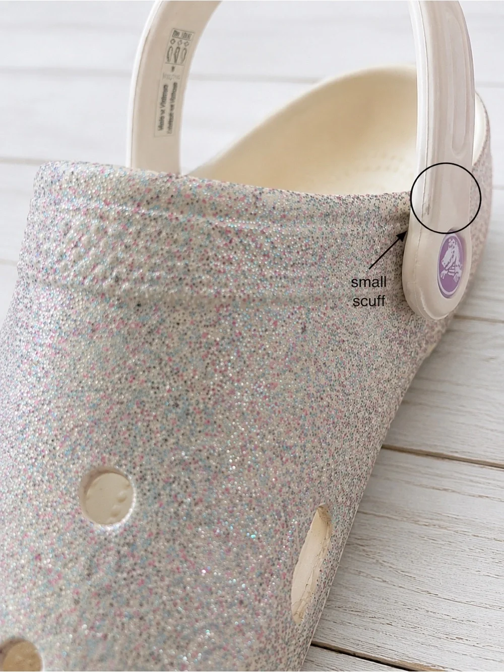 Crocs Classic Celebration Glitter Clogs Champagne Kids J6 Women’s 8